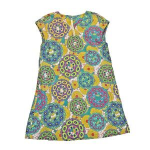 Uncle Frank Women’s Multi Color Geometric Floral Mod Cap Sleeve Dress Size Small
